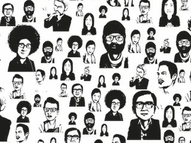 Sokféle felhasználói arc illusztrációja a crowdtesting koncepcióhoz